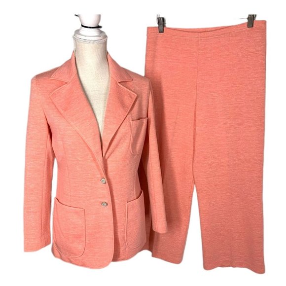 Vintage 60s Woodi Salmon Blazer Pant Set Medium